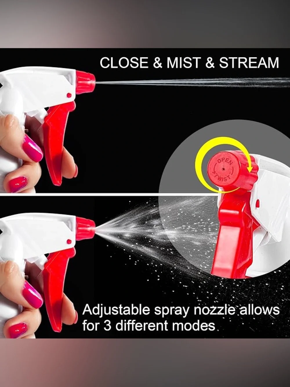 White Plastic Spray Bottle with Red Nozzle - Multipurpose Cleaning Bottle